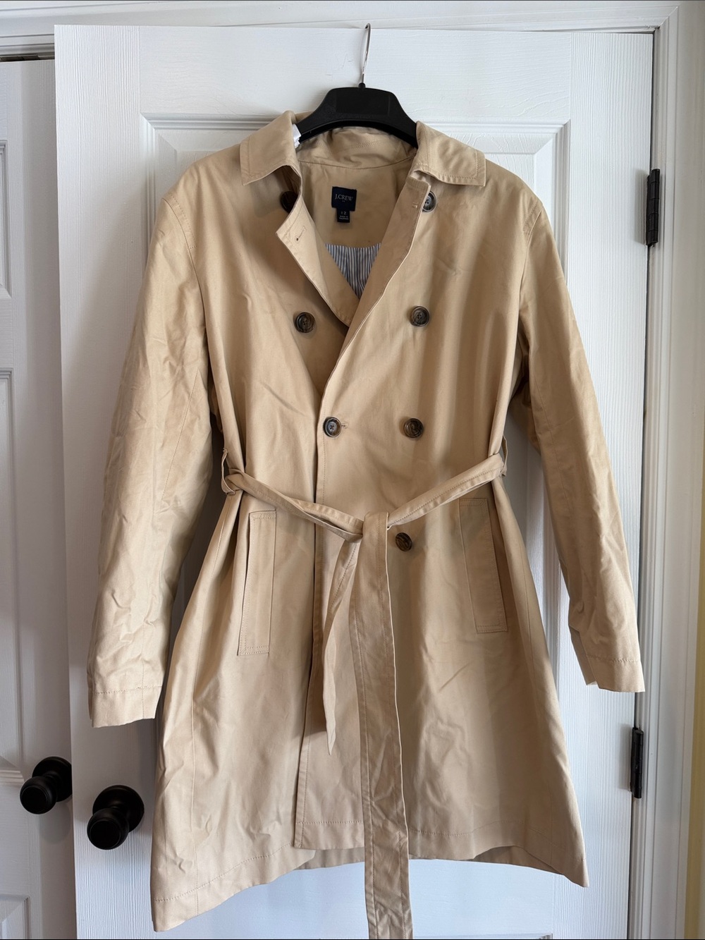 J. Crew Khaki Double-Breasted Trench Coat with Belt